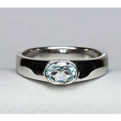 Blue Aquamarine Set In White Gold Plated Sterling Silver