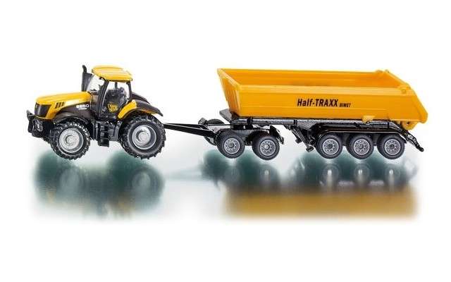 SIKU - 1/87 JCB Tractor with dolly and tipping trailer