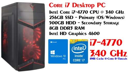 Desktop Computer Box (Intel i7-4770 | 120GB SSD and 500GB HDD | 8GB DDR3 RAM) Super Fast!!