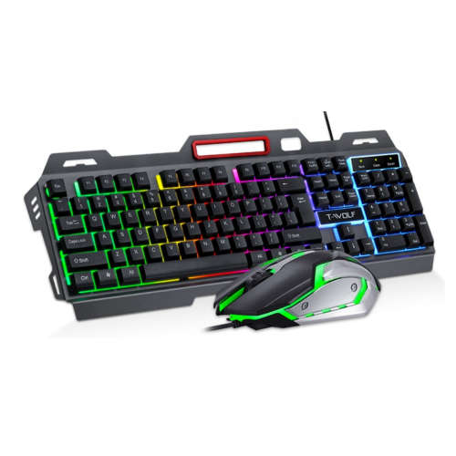 T-Wolf Metal Gaming Rainbow Backllt Keyboard Mouse Set GG-TF600
