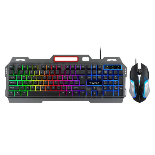 T-Wolf Metal Gaming Rainbow Backllt Keyboard Mouse Set GG-TF600