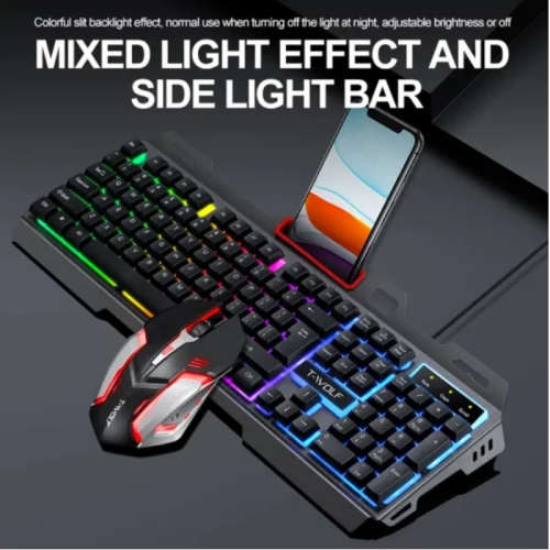 T-Wolf Metal Gaming Rainbow Backllt Keyboard Mouse Set GG-TF600
