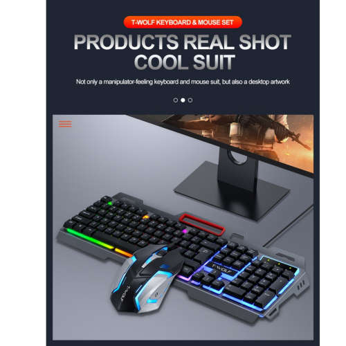T-Wolf Metal Gaming Rainbow Backllt Keyboard Mouse Set GG-TF600