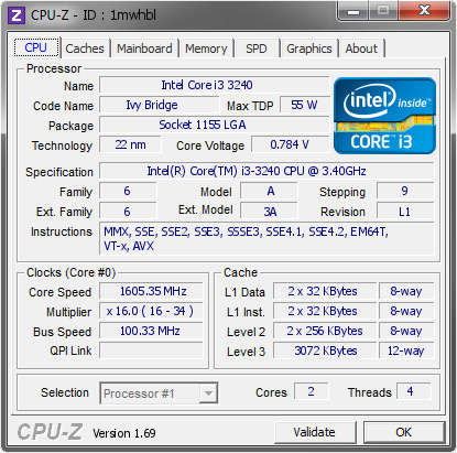 Intel Core i3-3240 CPU - Desktop Processor