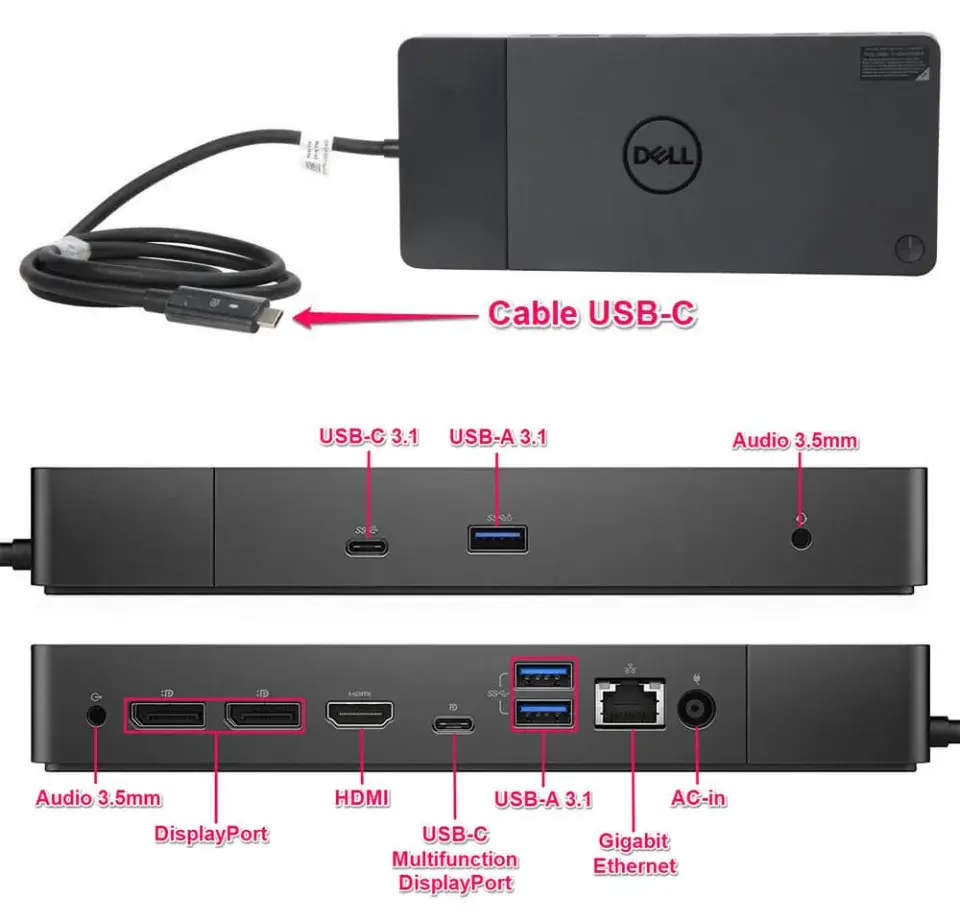 Dell WD19S USB-C Dock + 180W AC Adapter (Unboxed)