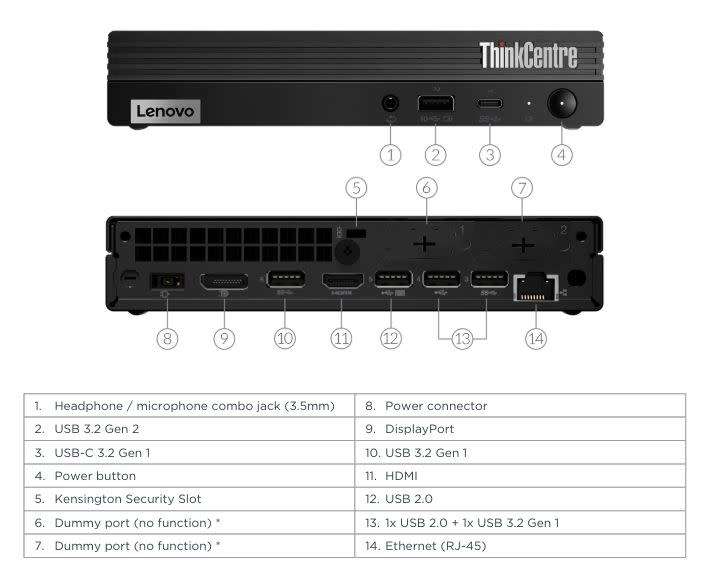 Lenovo ThinkCentre M60e Tiny PC (Intel i3-1005G1, 256GB SSD & 8GB RAM)