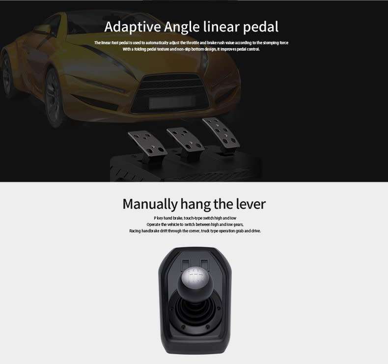 PXN V9 Gaming Steering Wheel 270-900 degree with 3 Pedals and Gear Shifter (New Open Box)