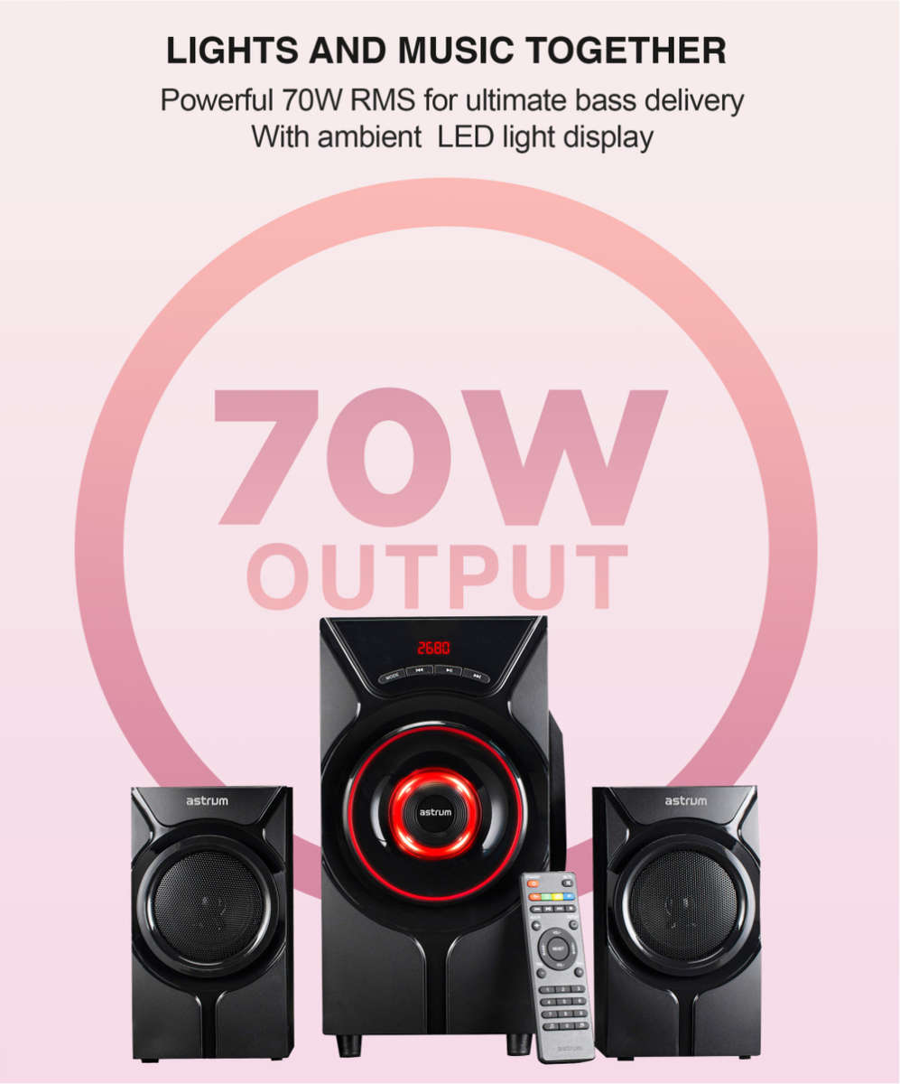 Astrum 70W 2.1CH LED Light Multimedia Wireless Speaker SM410  >>CLEARANCE SALE<<