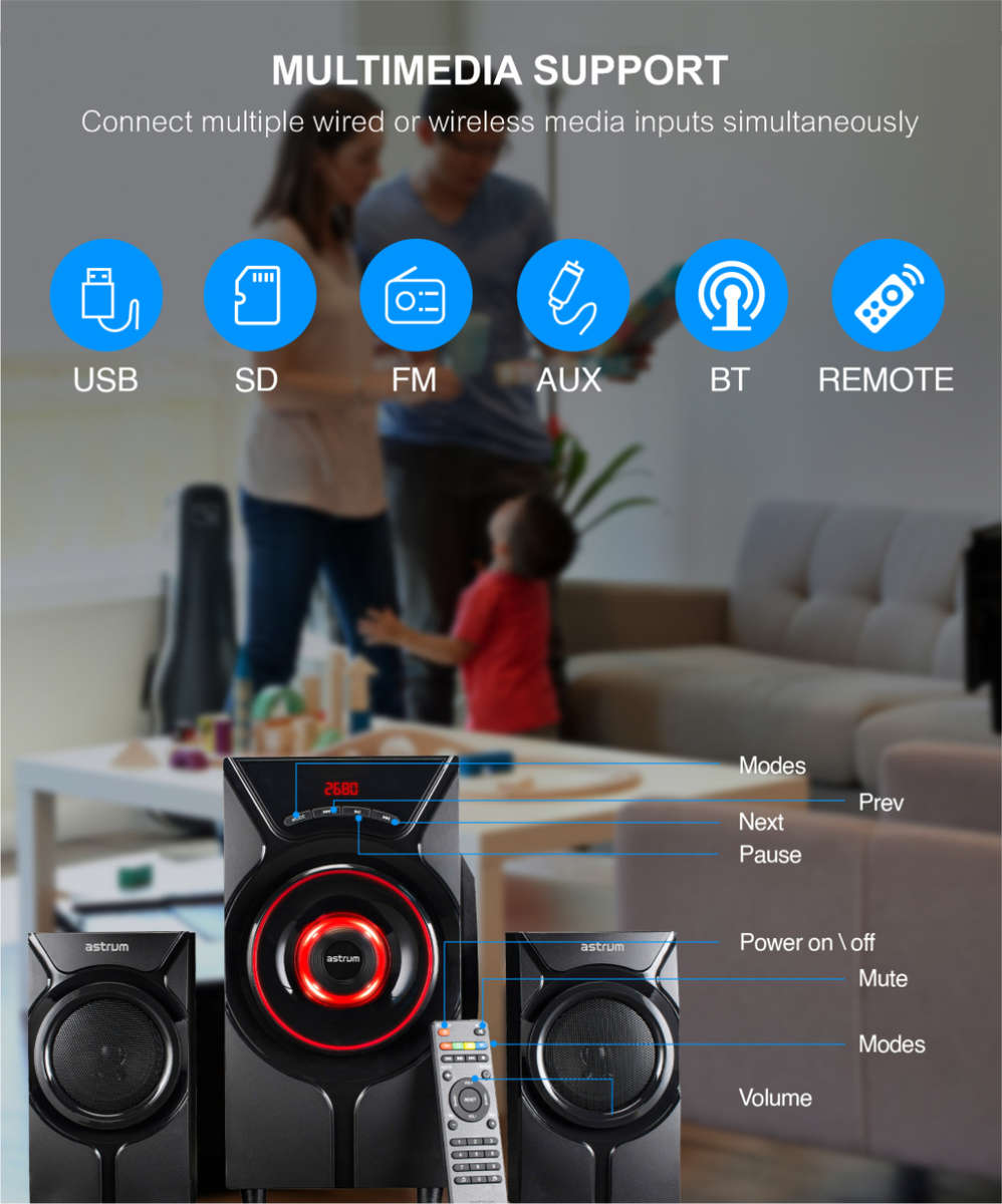 Astrum 70W 2.1CH LED Light Multimedia Wireless Speaker SM410  >>CLEARANCE SALE<<