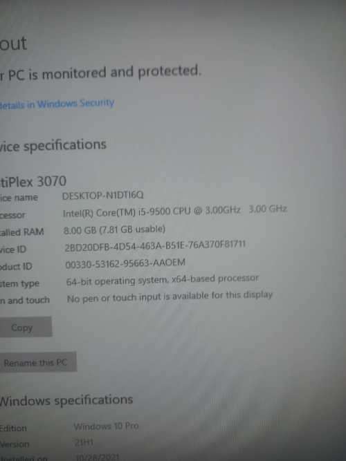 Dell OptiPlex 3070 i5 9500 (9TH Gen) Hex (6x) cores 8gb ddr4 ram 1TB Hdd Dell warranty till Oct 2023