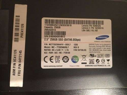 SAMSUNG 256gb 2.5inch SSD