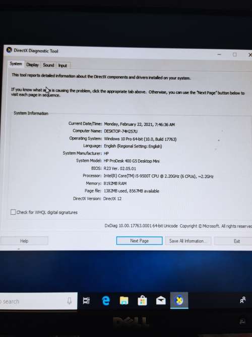 HP PRODESK 400 G5 i5 9th GEN i5-9500t MINI DESKTOP PC 128GB SSD 8GB DDR4 RAM