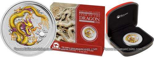 2012 ANDA Show Melbourne 10z Silver Lunar Dragon (Yellow) (Limited Edition: 0339 of 5000)