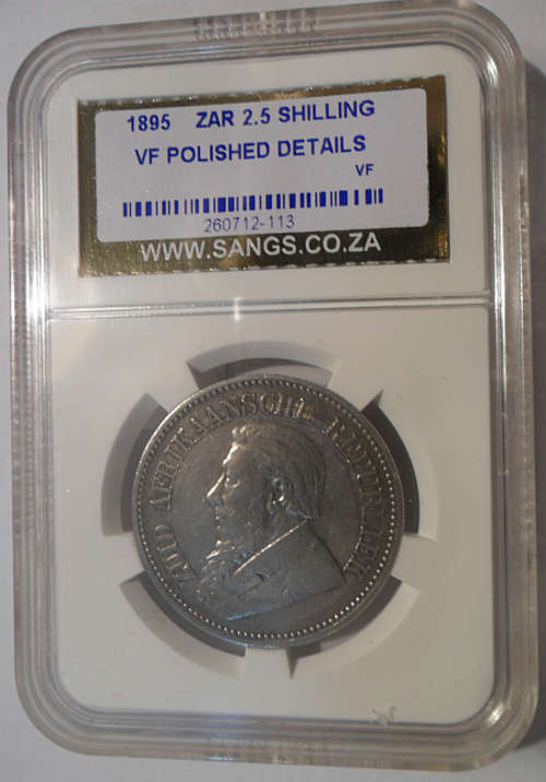1895 ZAR 2.5 Shilling VF Polished Details