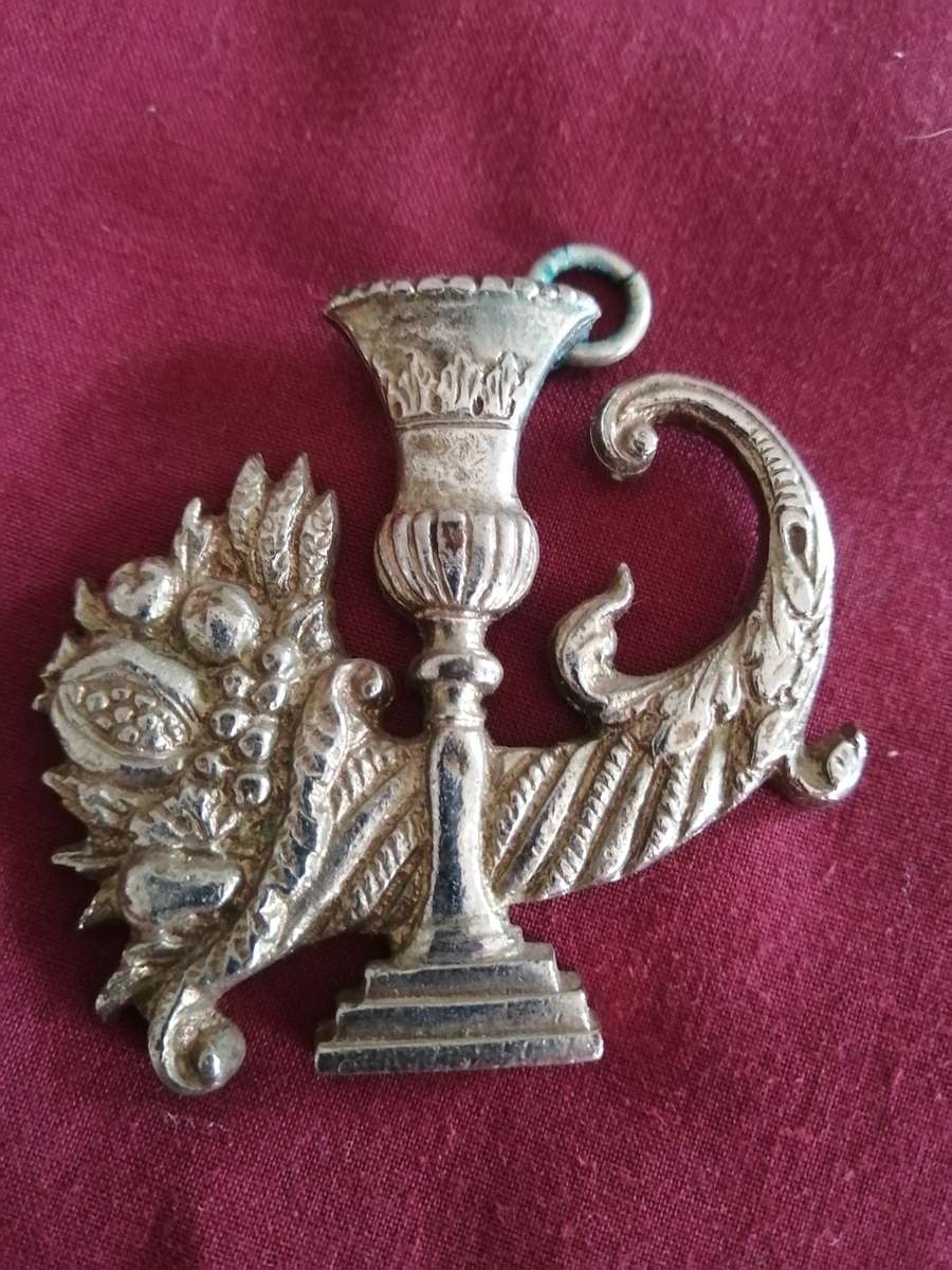 Antique Masonic Metal Cornucopia Collar Jewel