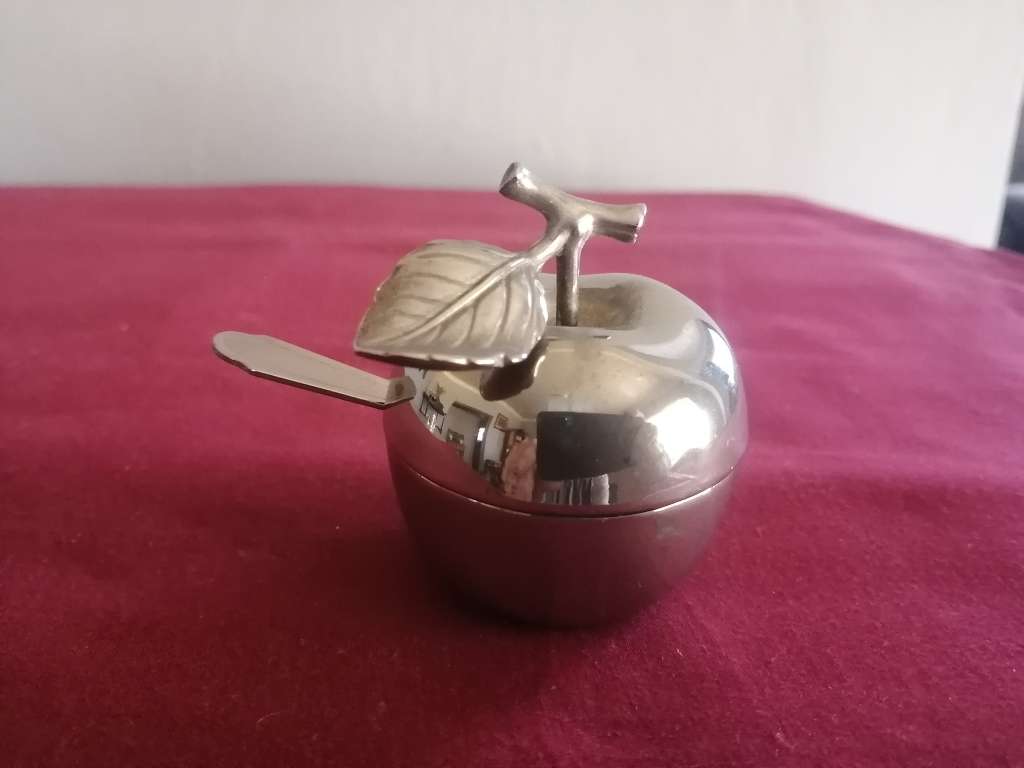 Vintage Silver Plated Apple shaped Mustard Server