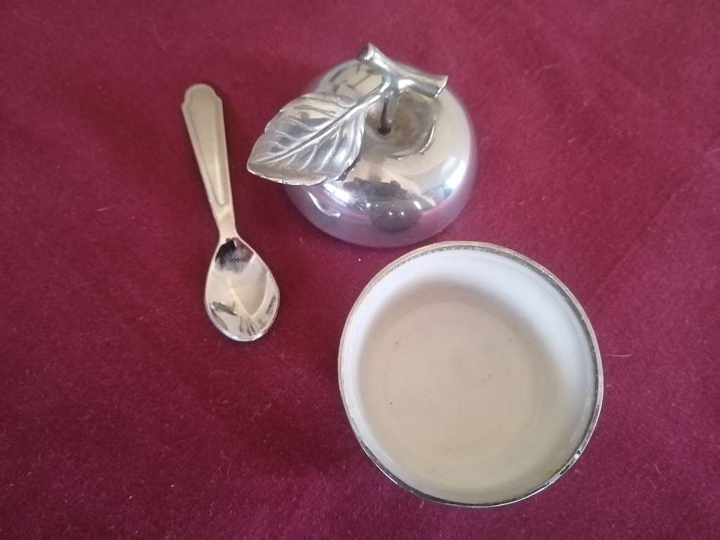 Vintage Silver Plated Apple shaped Mustard Server