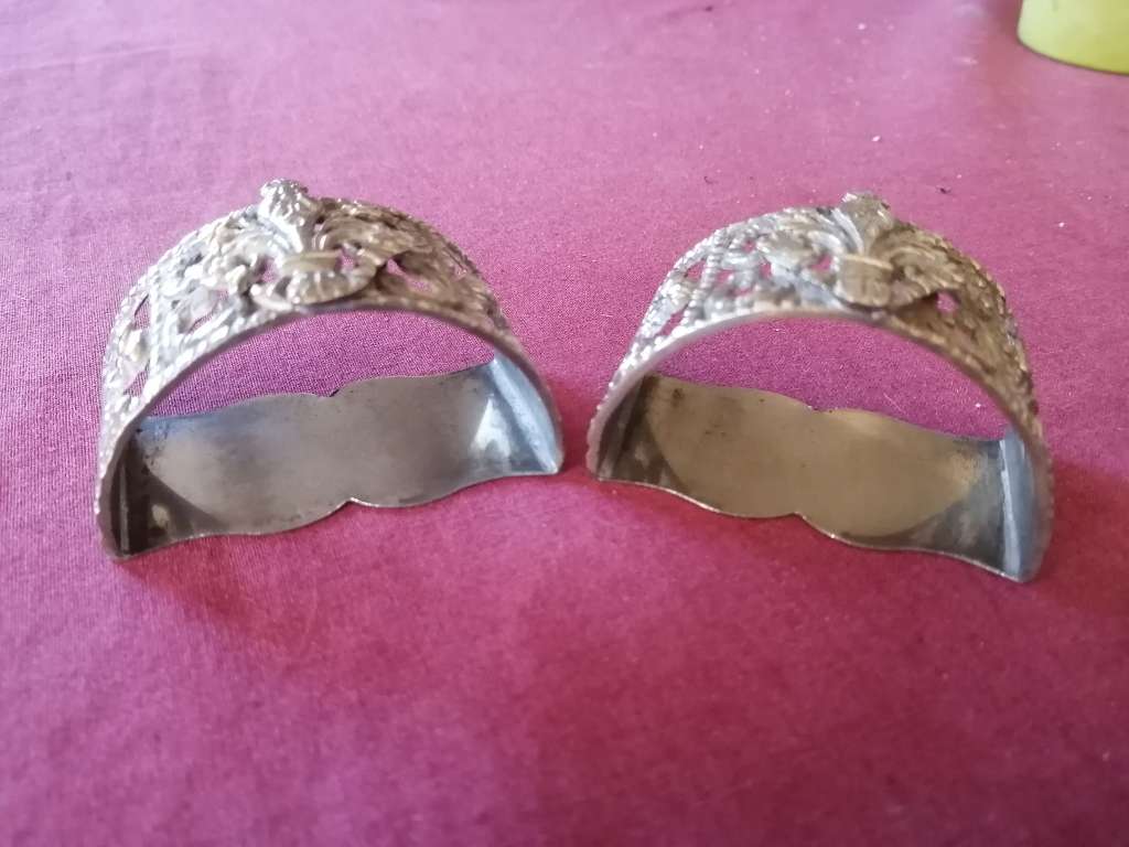 Pair of Antique Italian Silver Plated Fleur de Lis Knapkin rings