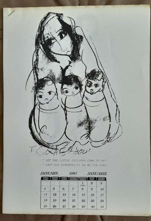 FRANS CLAERHOUT CALEDAR **Signed and with an original sketch**