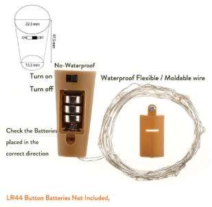 3M - 30LEDs - Cork Shaped LED String Light - Copper Wire