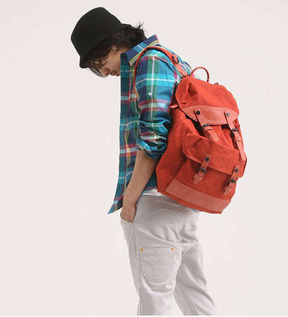 Fashion BIG Canvas Leather Trims Backpack - HOT & NEW