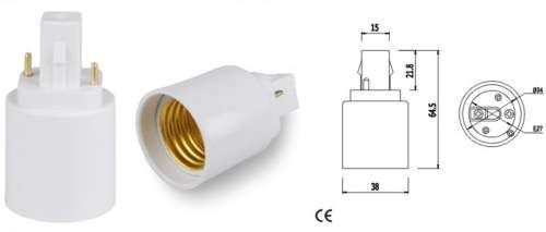 G24 To E27 Socket Base LED Light Bulb Lamp Adapter Converter Holder. Collections are allowed.