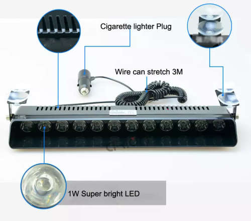 12 LED Strobe White Emergency Vehicle Flash/Warning Dash Light with 3 Modes. Collections allowed.