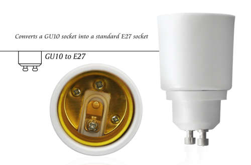 LIGHT BULB SOCKET ADAPTERS / CONVERTERS: GU10 to E27  (New on Bidorbuy). Collections are allowed.