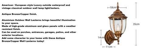 OUTDOOR WALL, PATIO, BALCONY, WATERPROOF GARDEN LAMPS. Collections are allowed.