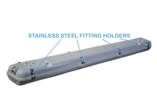 LED Fluorescent Tube Fittings: Weatherproof Double Closed Channel T8 5ft 1500mm. Collections allowed
