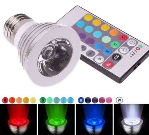 Colour Changing LED RGB Light Bulb with Wireless IR Remote Control. Collections are allowed.