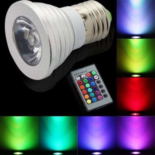 Colour Changing LED RGB Light Bulb with Wireless IR Remote Control. Collections are allowed.