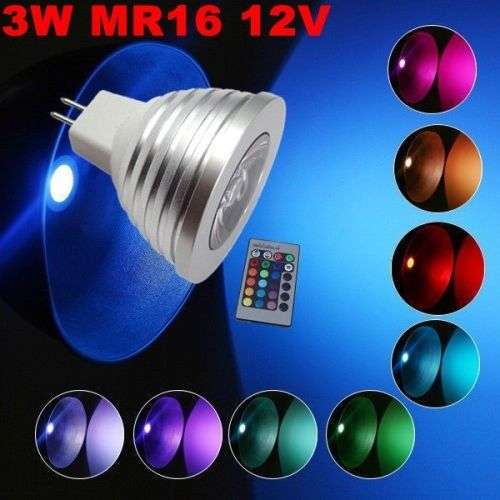 LED Light Bulbs: MultiColour MR16 3W 12V Spotlight/Downlight + Remote Control. Collections allowed.