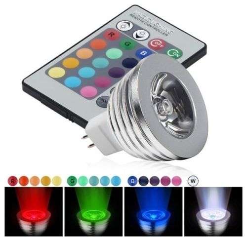 LED Light Bulbs: MultiColour MR16 3W 12V Spotlight/Downlight + Remote Control. Collections allowed.