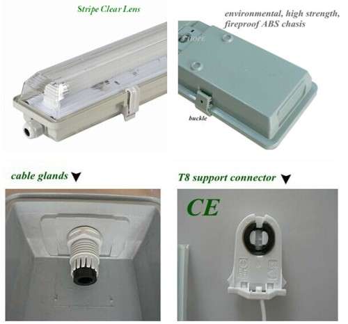 LED Fluorescent Tube Fittings: Weatherproof Double Closed Channel T8 5ft 1500mm. Collections allowed