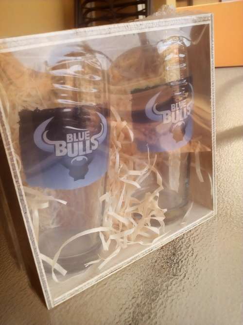 Blue Bulls Rugby Twin Willy Glass Gift Set. Collections are allowed.