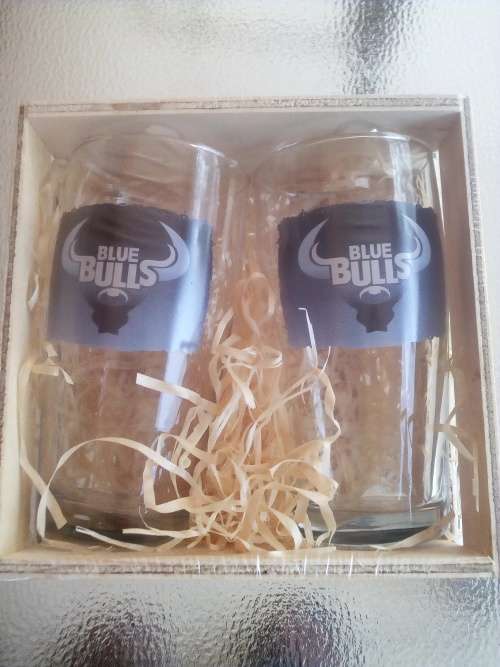 Blue Bulls Rugby Twin Willy Glass Gift Set. Collections are allowed.