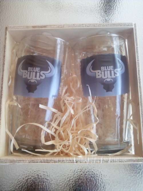 Blue Bulls Rugby Twin Willy Glass Gift Set. Collections are allowed.