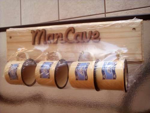 BLUE BULLS RUGBY WALL MOUNT 4Pces ENAMEL CUPS GIFT SET. Collections are allowed.