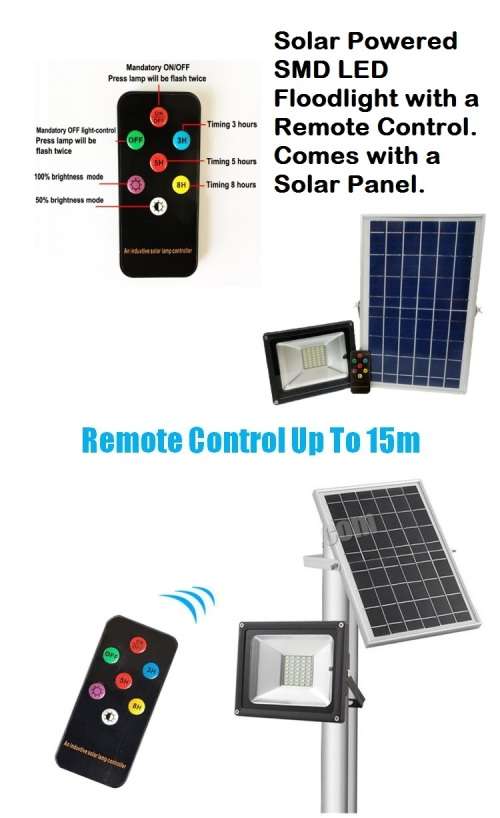 SOLAR LED FLOODLIGHTS + REMOTE CONTROL: 20W. Collections are allowed.