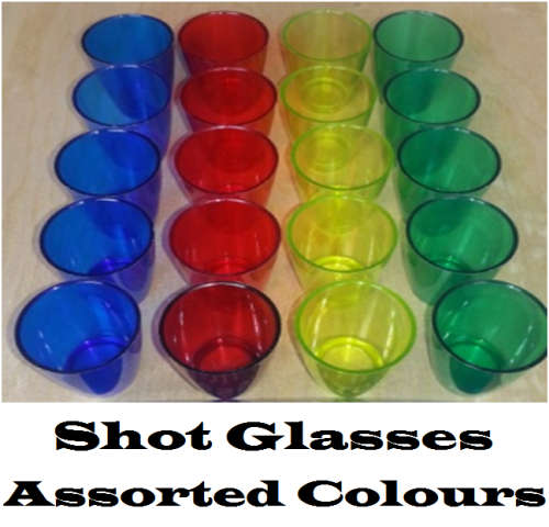 Shot Glasses: Single Tot 25ml in Assorted Colours. Collections are allowed.