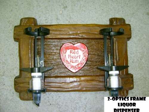 Red Heart Rum Liquor Dispensers with 2 Sets of Optics and Brackets. Brand New. Collections Allowed.
