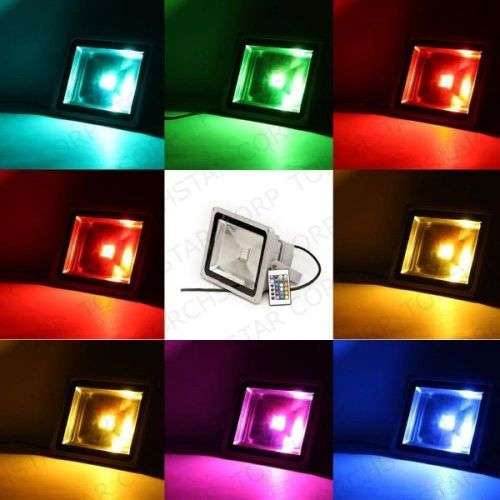 MultiColour LED RGB Floodlight: 50W 220V Waterproof + 24-Key IR Remote Control. Collections allowed.