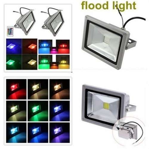 MultiColour LED RGB Floodlight: 10W 220V + IR Remote Control. Collections are allowed.