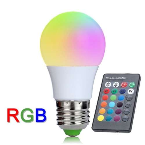 Colour Changing LED RGB Light Bulb with Wireless IR Remote Control. Collections are allowed.