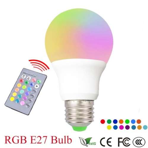 Colour Changing LED RGB Light Bulb with Wireless IR Remote Control. Collections are allowed.