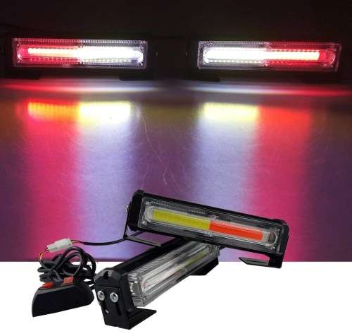 Red + White COB LED Emergency Warning Flash Cluster Strobe Grille Lights 12V. Collections allowed.