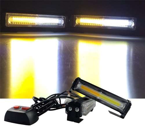 Amber + White COB LED Emergency Warning Flash Cluster Strobe Grille Lights 12V. Collections Allowed.