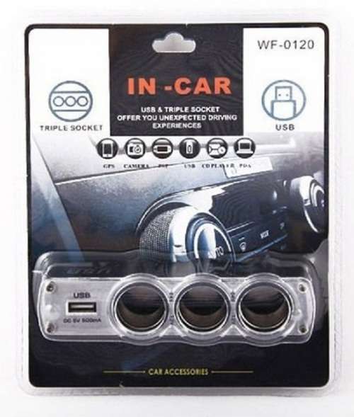 USB Triple Socket Splitter Adapter 12V ~ 24V. Collections are allowed.