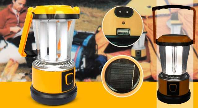 Solar LED Rechargeable Multi Functional Camping Lantern + USB Port & Battery Bank Collection allowed